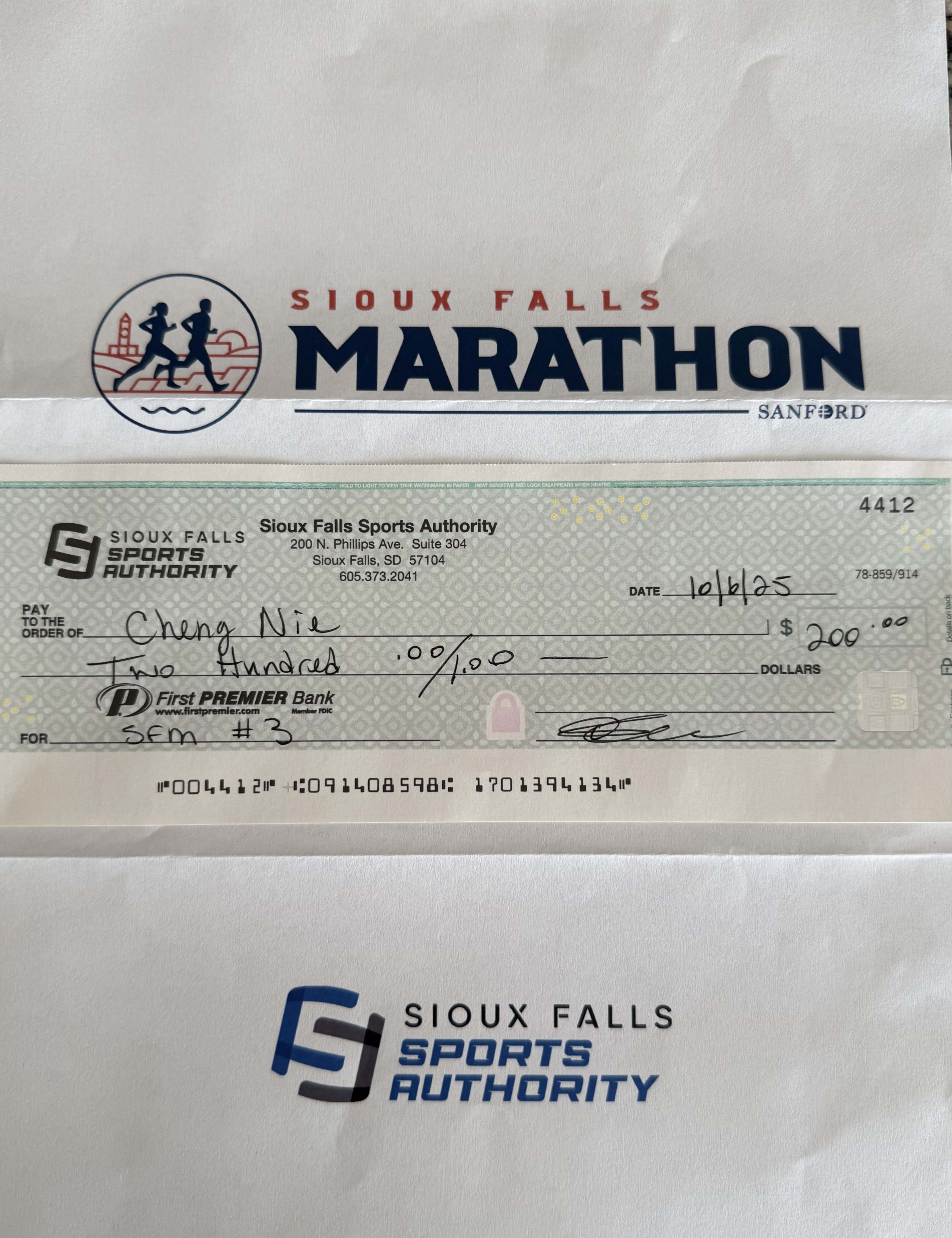 Sioux Falls 3rd place prize