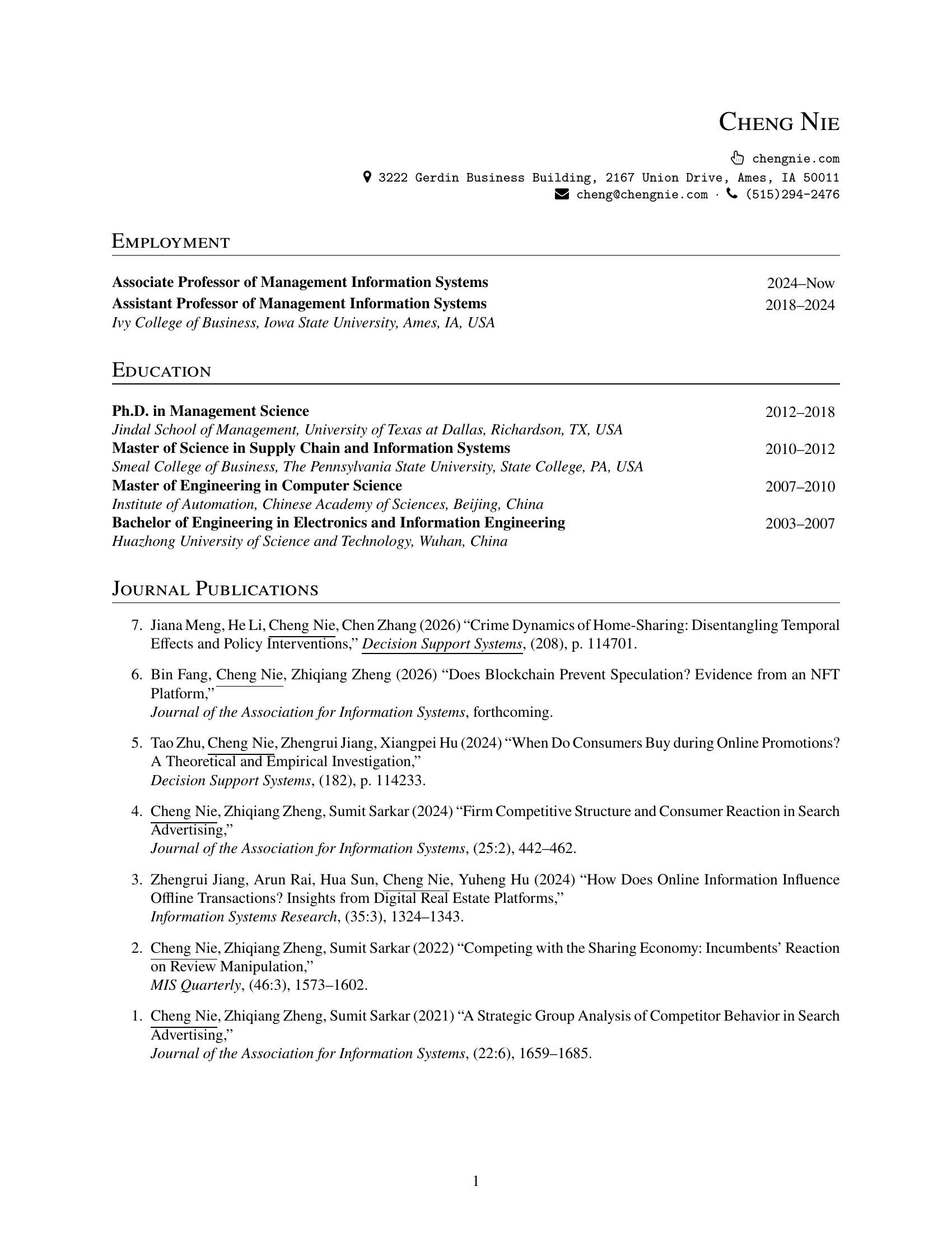 Curriculum Vitae, page 1 of 5