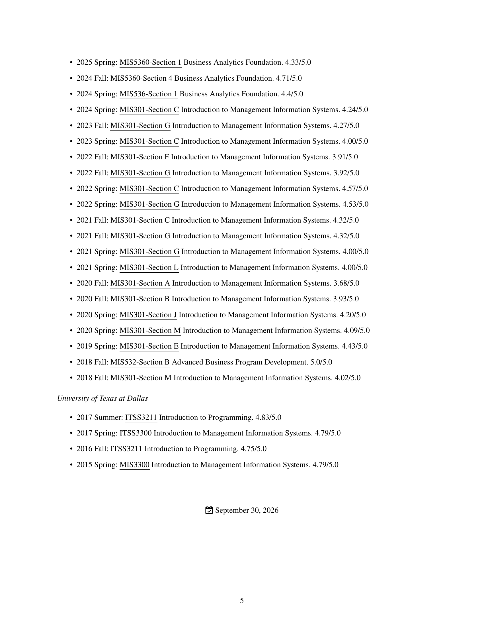 Curriculum Vitae, page 5 of 5